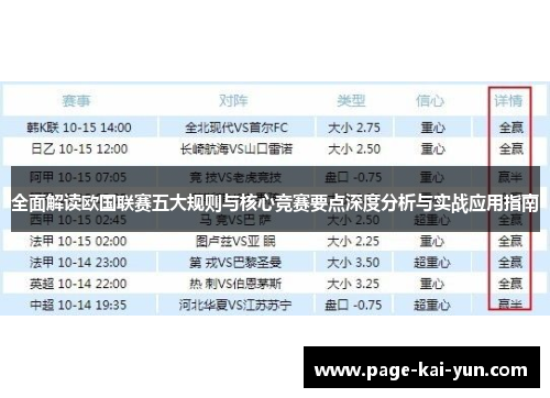全面解读欧国联赛五大规则与核心竞赛要点深度分析与实战应用指南